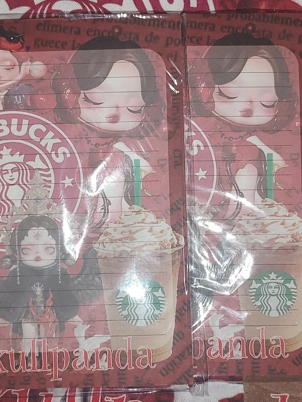 New! Starbucks/Skullpanda Graphic Notebook/ Paper/ Canvas Tote Bag